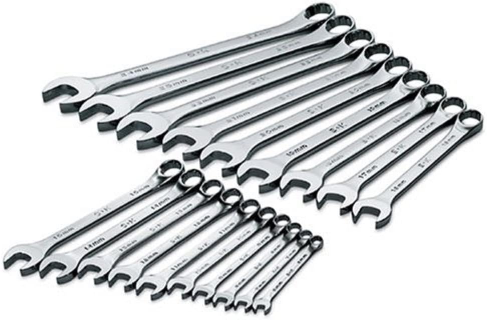 SK Tools USA 19 Piece, Regular, 12 Point, Metric SuperKrome® Combination Wrench Set: 6MM - 24MM |