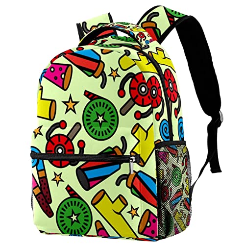 Sac à dos voyage femme et homme Mignonnes icônes de bruit imprimé jaune anti-fatigue