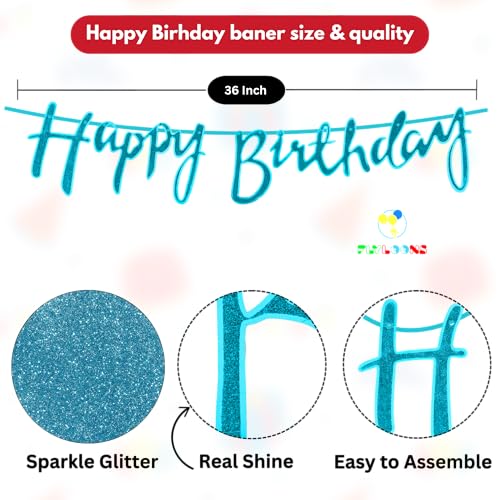 Image of Flyloons 35th Happy Birthday Decoration Kit Blue White for Boys Girls Men Women Adults With 20 Pcs Metallic Balloons Birthday Banner 2 Pcs Star Items Set