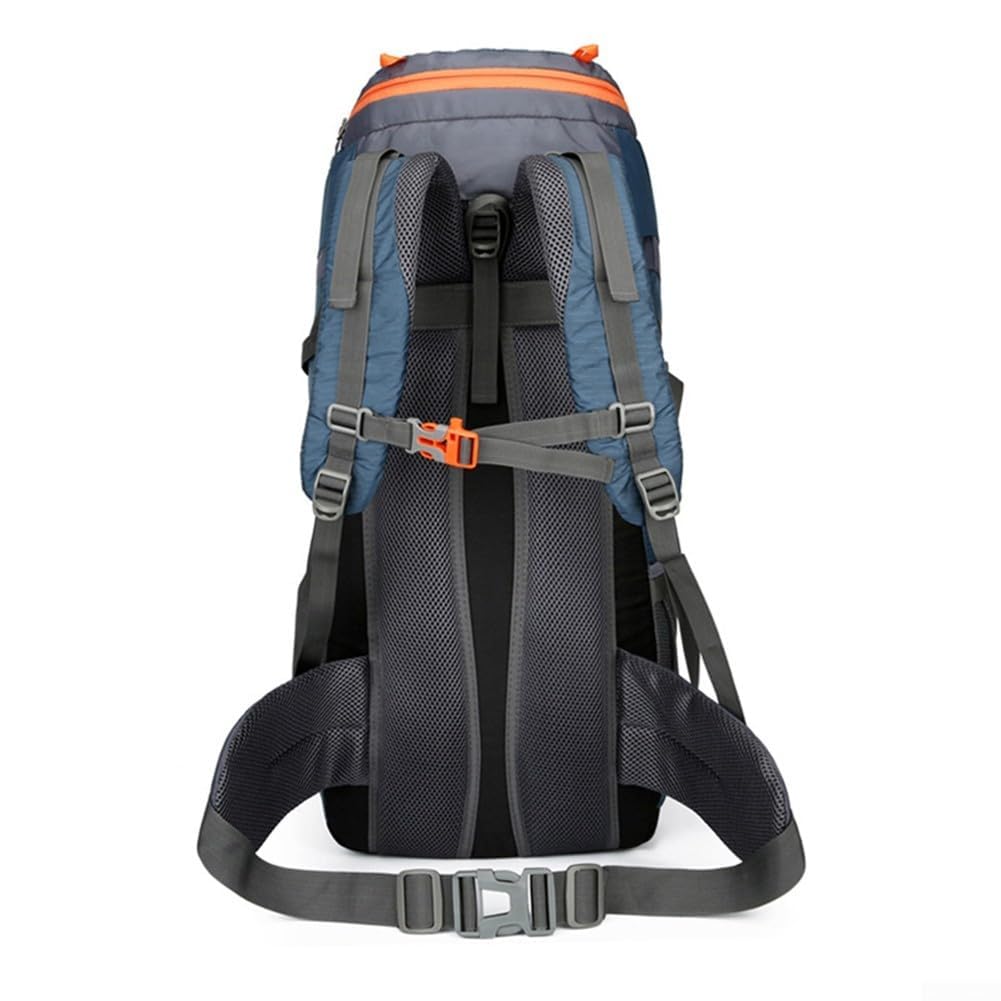 Zaino da trekking da 65 litri con copertura antipioggia, pannello posteriore in rete traspirante e cinghie regolabili per campeggio, trekking e viaggi (blu scuro)