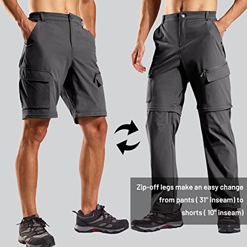 Mier Men's Quick Dry Convertible Hiking Pants Lightweight Zip Off Outdoor Pants With 7 Pockets, Stretchy And Water-Resistant, Graphite Grey, 34 #TOP1