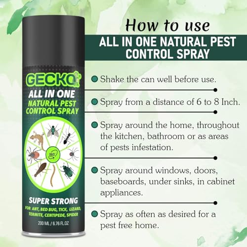 Image of Gecko Pest Control & Insect Repellent Spray (200 ml) | Herbal Formula | Repels Rat, Cockroach, Lizard, Ant, Termite & More | No Kill Just Repel | 200 Ml - FORMULATION 3X