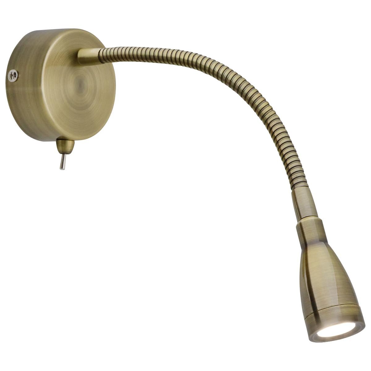 Long Life Lamp Company Cool White Led Indoor Reading Wall Light 2W 6000K Antique Brass Wall Mounted Bedside Lights H3143