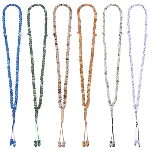 Chapelet de prière du Ramadan lot de 6 Tasbih gravés pour cadeau de l'Aïd musulman