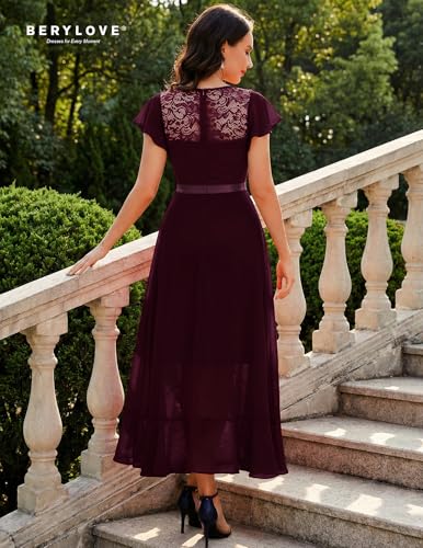 Image of BeryLove Formal Dresses for Women 2026 Wedding Guest with Slit Cocktail Elegant Lace Long Prom Dress