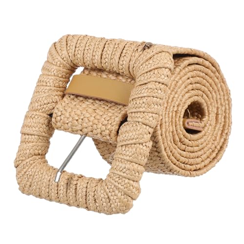 VALICLUD Elegant Elastic Straw Belt Wide Belt Boho Pattern Dress and Trousers Waist