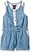 Calvin Klein Girls Light Denim Romper with Crochet Lace Trim