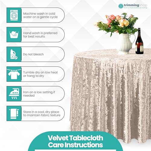 Nappe ronde velours brillant pailleté de haute qualité pour décoration de gala - 4