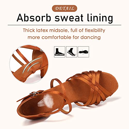 SWDZM Women's Ballroom Dance Shoes Satin Latin Salsa Professional Practice Dancing Shoes3