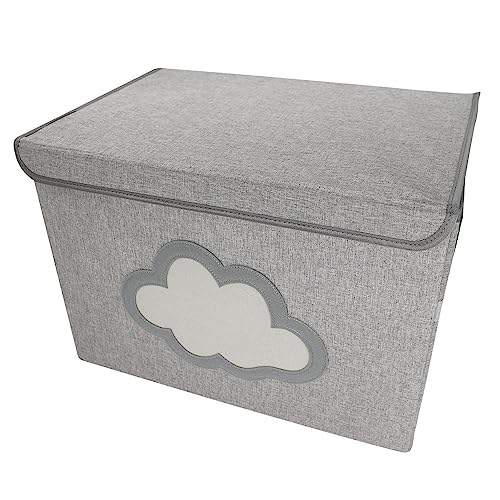 Monsieur Bébé - Boite de rangement, coffre à jouets pour enfant avec couvercle - 50 x 35.5 x 35 cm - Gris Nuage