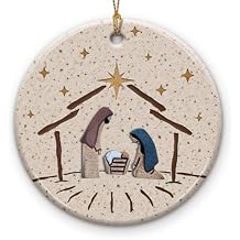 Nativity Scene Holiday Ornaments 2026 - Christian Nativity Decor, O Holy Night Christmas Ornament - Jesus Xmas Tree Decor, Religious Catholic Keepsake, Ideas for Christian