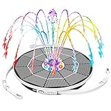 AISITIN 3,5 W LED Solar Fountain with Adjustable Support Pole Colorful Pond Pump Solar Fountain with Different Nozzle Water Pump Fountain Pump for Garden Pond, Bird Bath, DIY Water Feature