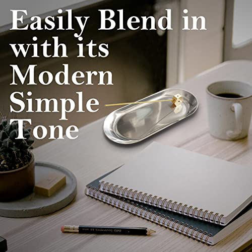 Minimalist Incense Holder For Sticks - Incense Burner Ash Catcher Zen Decor For Yoga & Meditation - 7" L X 3.3" W (Silver) #TOP6