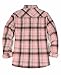 ThCreasa Womens Fashion Flannel Shacket with Pockets Buffalo Plaid Button Down Sherpa Lined Winter Flannel Shirt Jacket Pink S