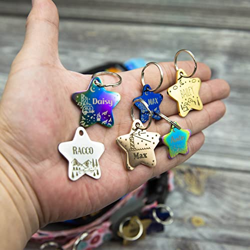 Personalized Dog Tag with 5 Lines of Custom Deep Engraved Durable Stainless Steel Pet ID Name Tag Designer Small Size Star - Image 4
