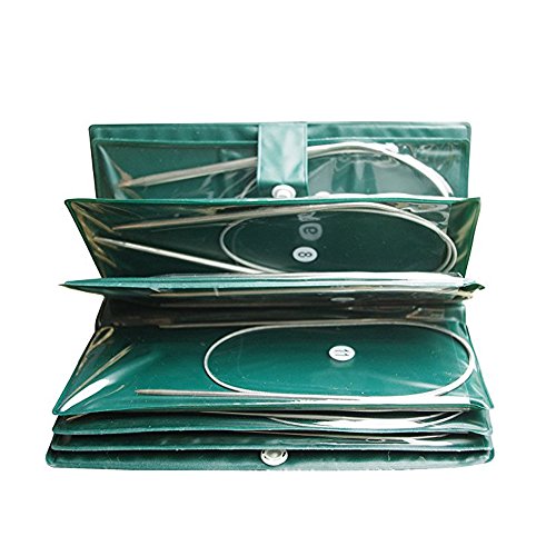 Circulares de ganchillo de acero inoxidable(11 Pcs),agujas profesionales de ganchillo 80 cm,agujas...