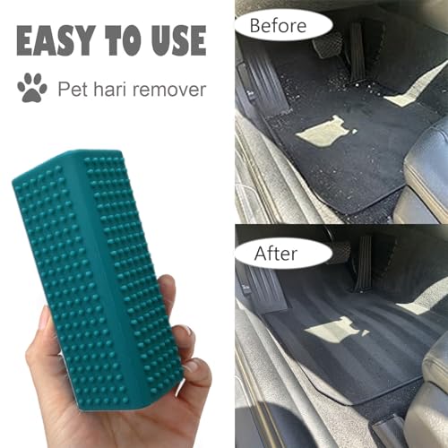 Image of 2 Pieces Pet Dog Cat Hair Remover, Block Roller Cleaner, Hollow Silicone Cleaner Brush for Sofa, Car Interiors, Furnishings, Carpets, Bedding or Any Fabric (Forest Green, Orange)