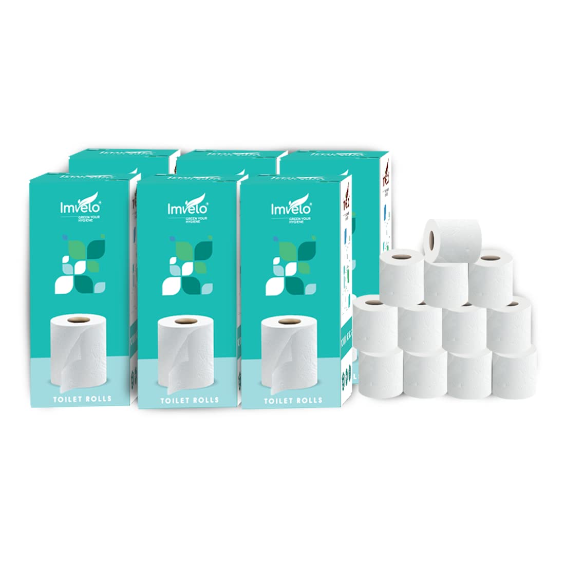 Imvelo Green Your Hygiene 2-PLY Toilet Paper Roll | 12 Rolls (180 Pulls Each Roll) | OBA-Free | Ecofriendly & 100% Bio-degradable | Extra Soft & Highly Absorbent | Easy to use |Flushable Toilet Tissue (B09JC83KQY) Amazon Price History, Amazon Price Tracker