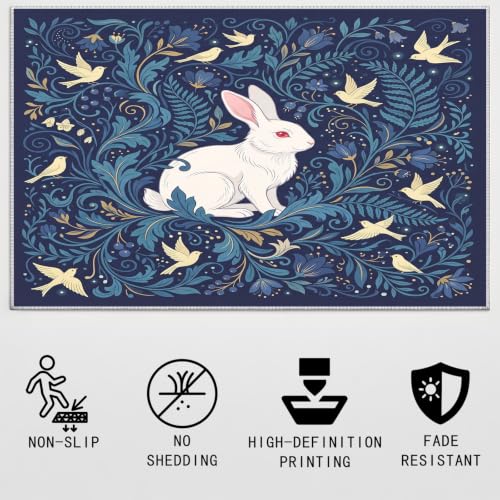 Alfombra con estampado de conejo lavable para sala de juegos y oficina 5