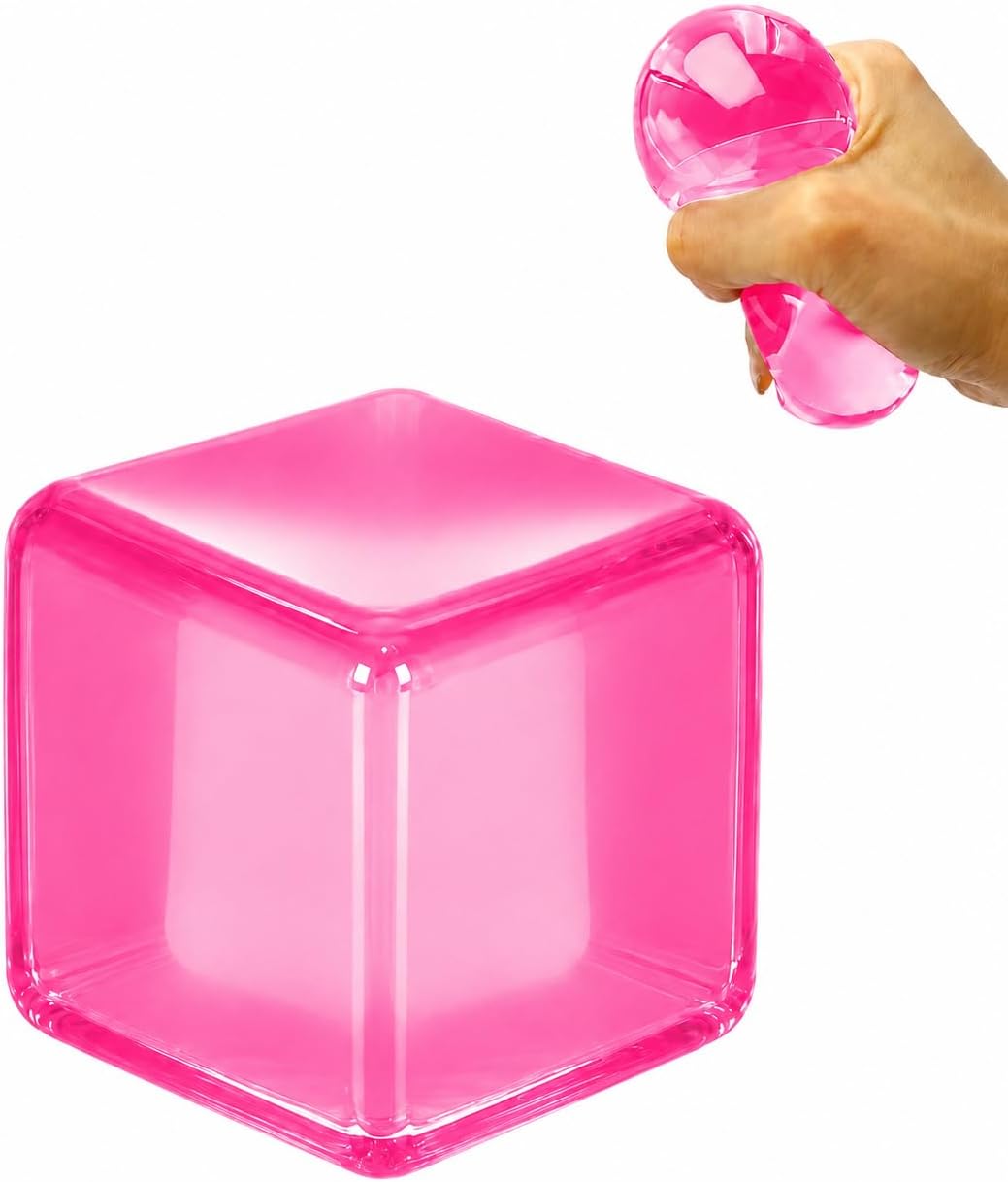 Ice Cube Squishy Stress Ball,1.98"*1.98" Medium Squishy Cube Fidget Toy, Ice Cube Pieces Silent Nice Square Shape Anxiety Sensory Squishy Fidget Toy Slow Rise, Classroom Prizes, Calming Kids(Pink)