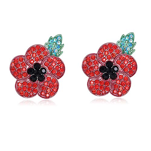 Broche de papoula FANZHOU Broche de Flor, Broche de Papoula de Cristal Esmaltado para Dia dos Vetera