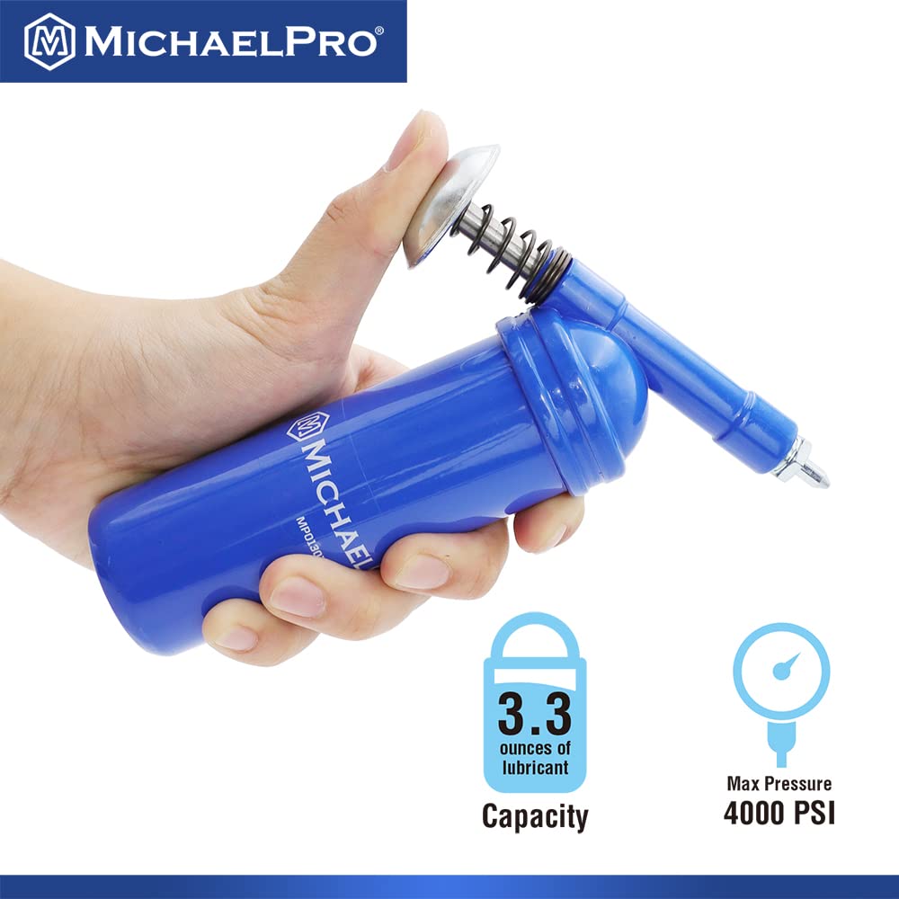 MichaelPro MP013010 3.3oz (100cc) Mini Grease Gun, Precision Nozzle, Single Hand Operation, 4000 PSI - Image 2