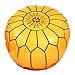 ALMADIH Coussin en Cuir véritable Pouffe Jaune - 100% Artisanat Fait Main - Pouf 50x35 cm – Tabouret Ottoman Coussin de Sol marocain Oriental Repose Pieds Ottoman siège Fauteuil Salon ou Chambre
