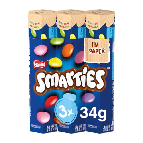 SMARTIES Confetti Colorati Ripieni di Cioccolato al Latte 3 Tubi 34g