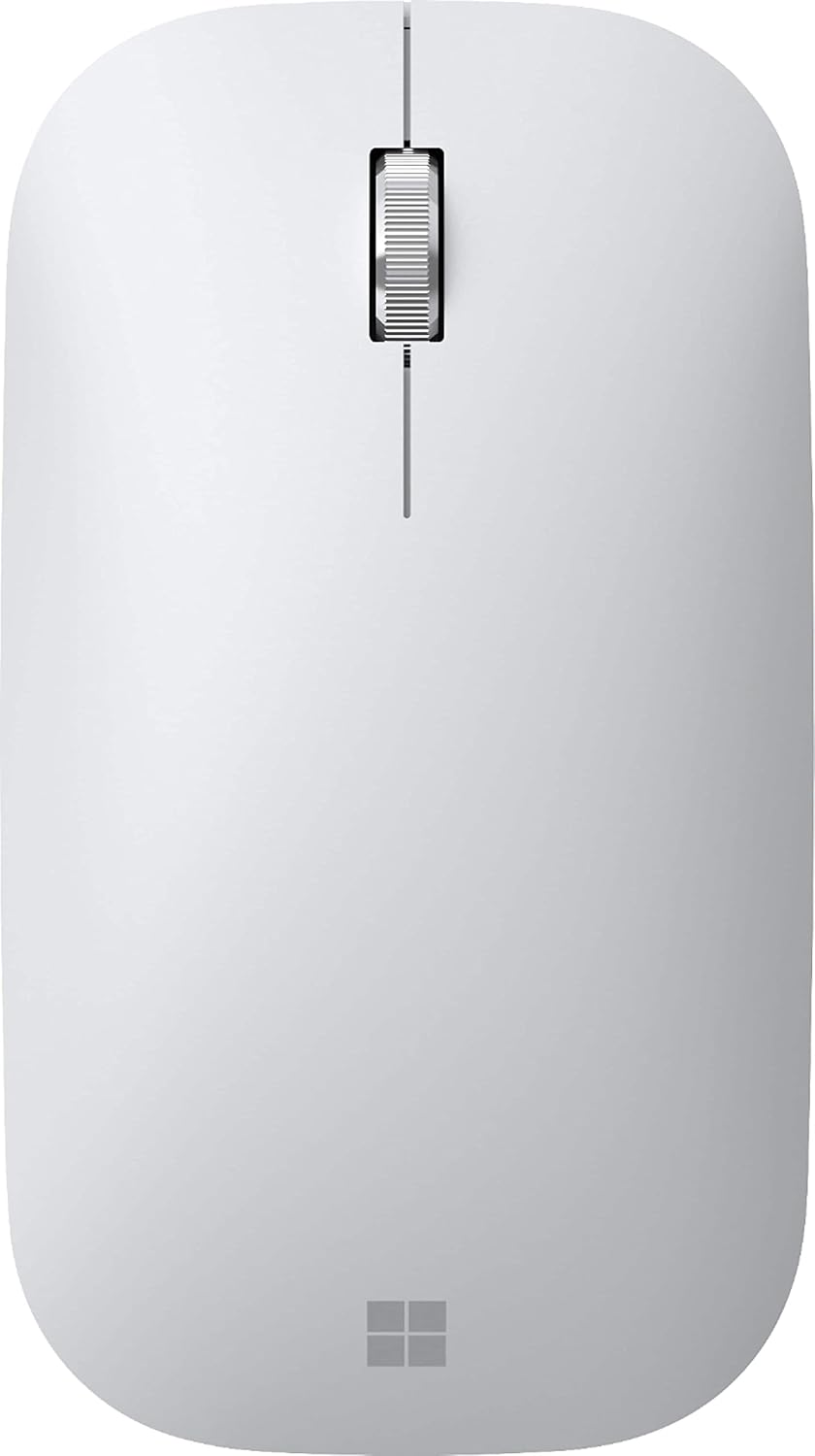 Microsoft Modern Mobile Mouse - Glacier - Comfortable Right/Left Hand Use with Metal Scroll Wheel, Wireless, Bluetooth for PC/Laptop/Desktop, works with Mac/Windows 8/10/11 Computers