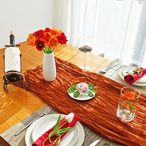 Mandy's 30Pcs Red And Orange Artificial Poppy Silk Flowers 13" For Home Kitchen Wedding Decorations #TOP2