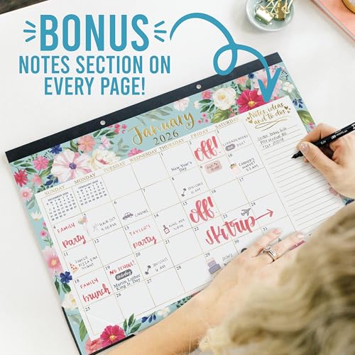 Image of Hadley Designs Large Teacher Desk Calendar 2026-2027 - Desktop Calendar 2026, 18-Month Academic Desk Calendars for School, Home & Office, Cute Classroom Must Haves, Back to School Teacher Gifts
