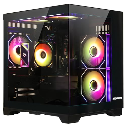 Image of Gaming PC Desktop, AMD Ryzen 5 5600 6-Core 12 Threads, RX 6600M 8GB, 16GB RAM, 1TB SSD, Software-Controlled ARGB Lighting, Windows 11, 1080P Gaming Computer, Black