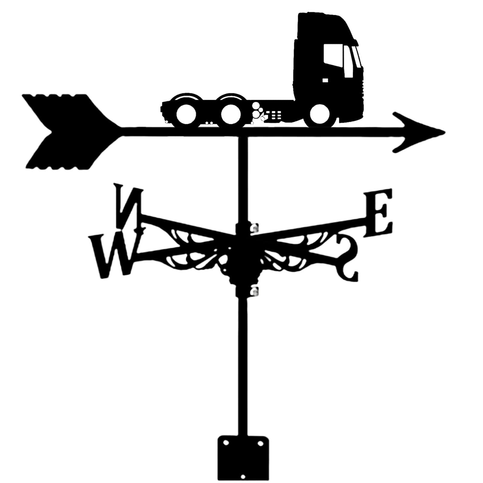 Classic Truck Weathervane Durable Metal Wind Vane Black Roof Install Wind Direction Indicator for Garage Cupola Barn Garden Patio Farm Decorate