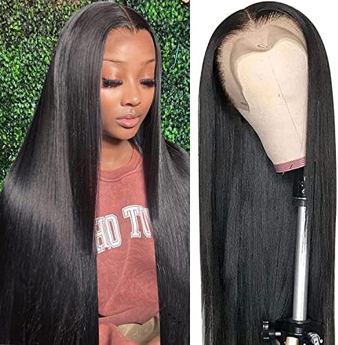 Candeas Straight Lace Front Wigs Human Hair Pre Plucked with Baby Hair 180% Density 13x4 HD Lace Frontal Wigs Human Hair Brazilian Virgin Human Hair Wigs for Black Women Natural Color (24 in, 13x4 straight wigs 180%)