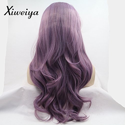 Xiweiya Purple Wig Long Side Part Purple Wavy Wig Synthetic Lace Front Wigs for Women Drag Queen with Heat Resistant Fiber Hair Replacement 24inch - Image 3