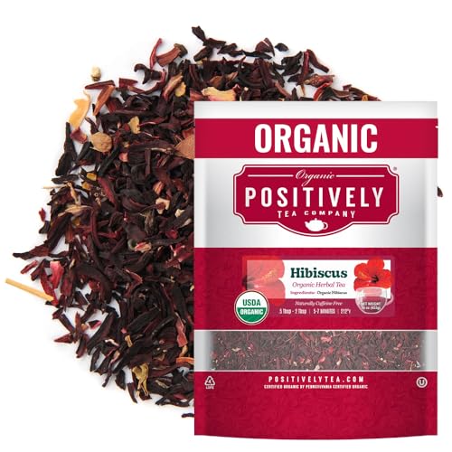 Image of Organic Positively Tea Company, Hibiscus, Herbal Tea, Loose Leaf, 16 Ounce