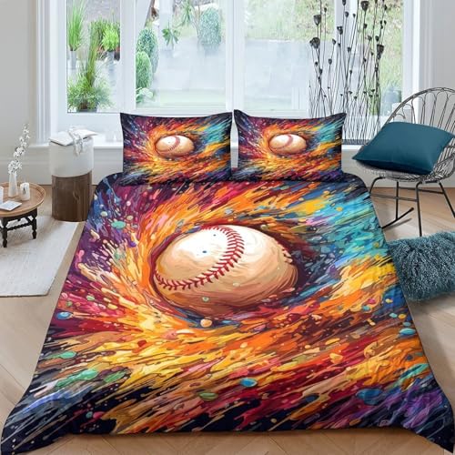 Housse de couette 3D baseball pour lit simple 140x200 cm