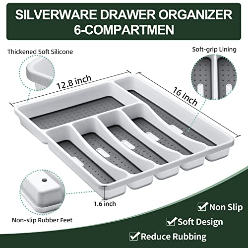 image for 49-Piece Silverware Set with Organizer, CEKEE Stainless Steel Flatware