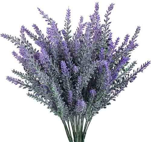 EONHUAYU Flores artificiales, paquete de 5 paquetes de ramo de lavanda para plantas falsas para boda, ramo de brida para interiores y exteriores Cover
