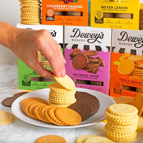 Image of Dewey's Bakery Brownie Crisp Moravian Cookie Thins, 6 Pack, 9 oz, Crispy | No Artificial Flavors