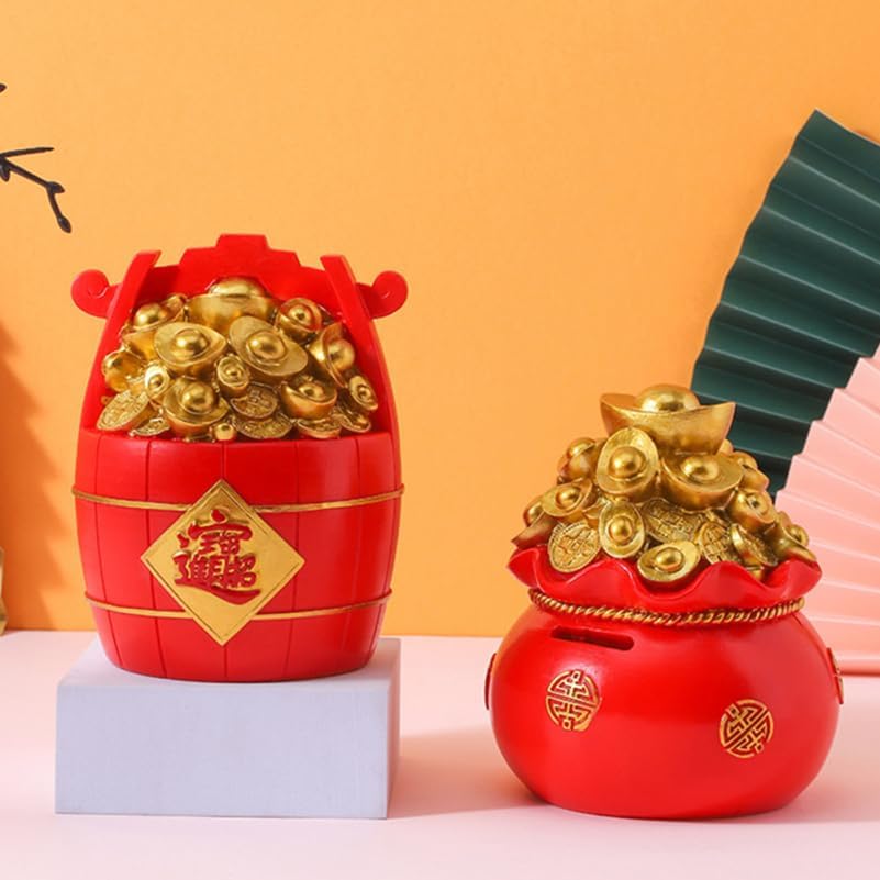 Miniatura 6 de Bolsa de dinero de año nuevo chino Feng Shui, decoración de escritorio de Año Nuevo chino, bolsa de dinero con lingote Adornment Fortune Buena