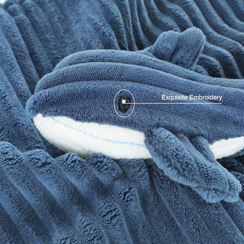 Image of Baby Security Blanket for Unisex Boys and Girls, Soft Lovey Whale Baby Gifts for Newborn Toddler Snuggle Toy Stuffed Animal, Blue 15 Inch