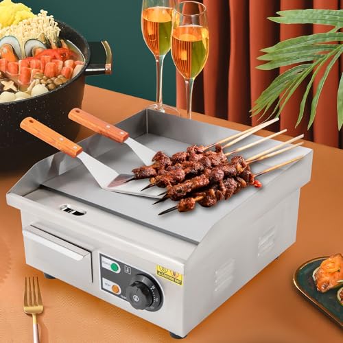 Piastra elettrica Commerciale da 220 V, griglia in Acciaio Inox, Piastra da banco, Piastra riscaldante da banco, Barbecue Commerciale con Controllo termostatico