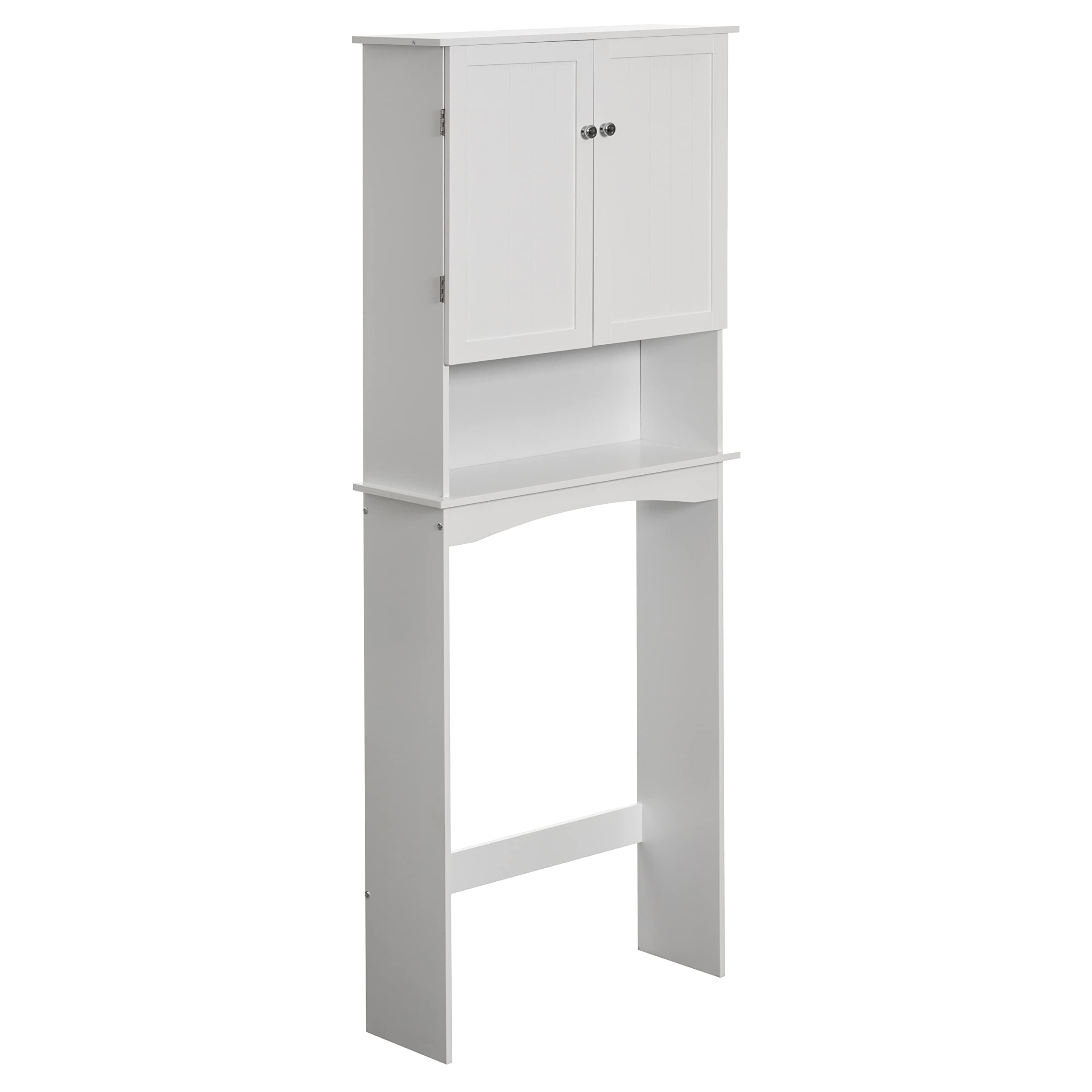Basicwise White Drawer Toilet Standing Cabinet Organizer for Bathroom with Open Shelf, 25" W x 8.75" D x 65" H