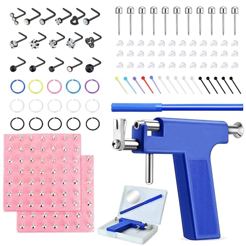 JOYTOYOU 567PCS Reusable Body Piercing Gun Tool Set Professional Ear Nose Lip Piercing Machines with Piercing Studs Retainers Earrings for Home and Salon Use Colorful
