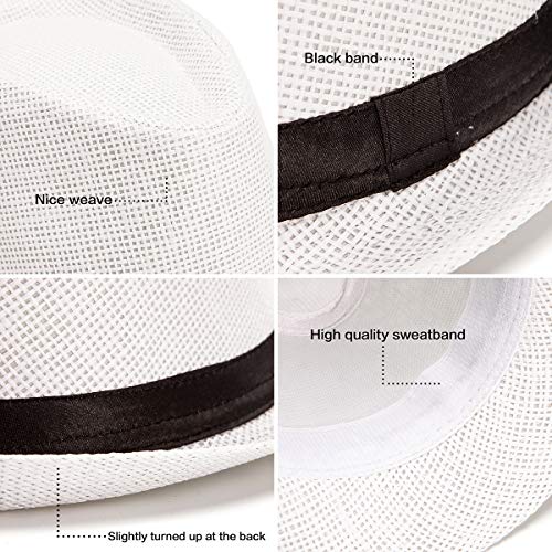 Image of LADYBRO Straw Trilby Fedora Hat for Men Women 1920s Wool Felt Panama 7 1 /4