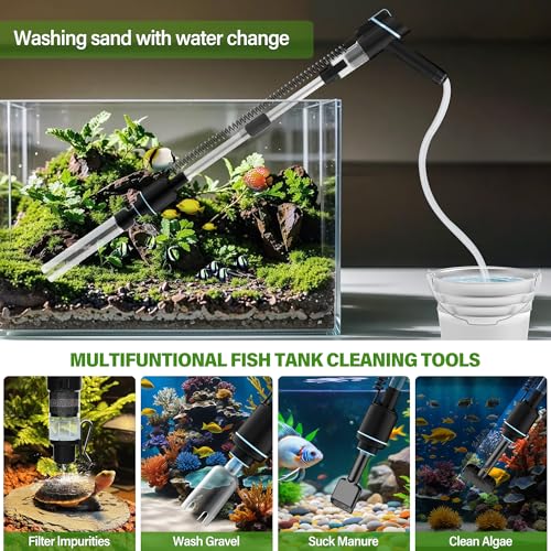 Image of SPOWAY Aquarium Vacuum Gravel Cleaner,24W Electric Fish Tank Cleaning Tools,Multifunctional Fish Tank Gravel Cleaner Vacuum for Water Changer Wash Sand Circulation (Black)