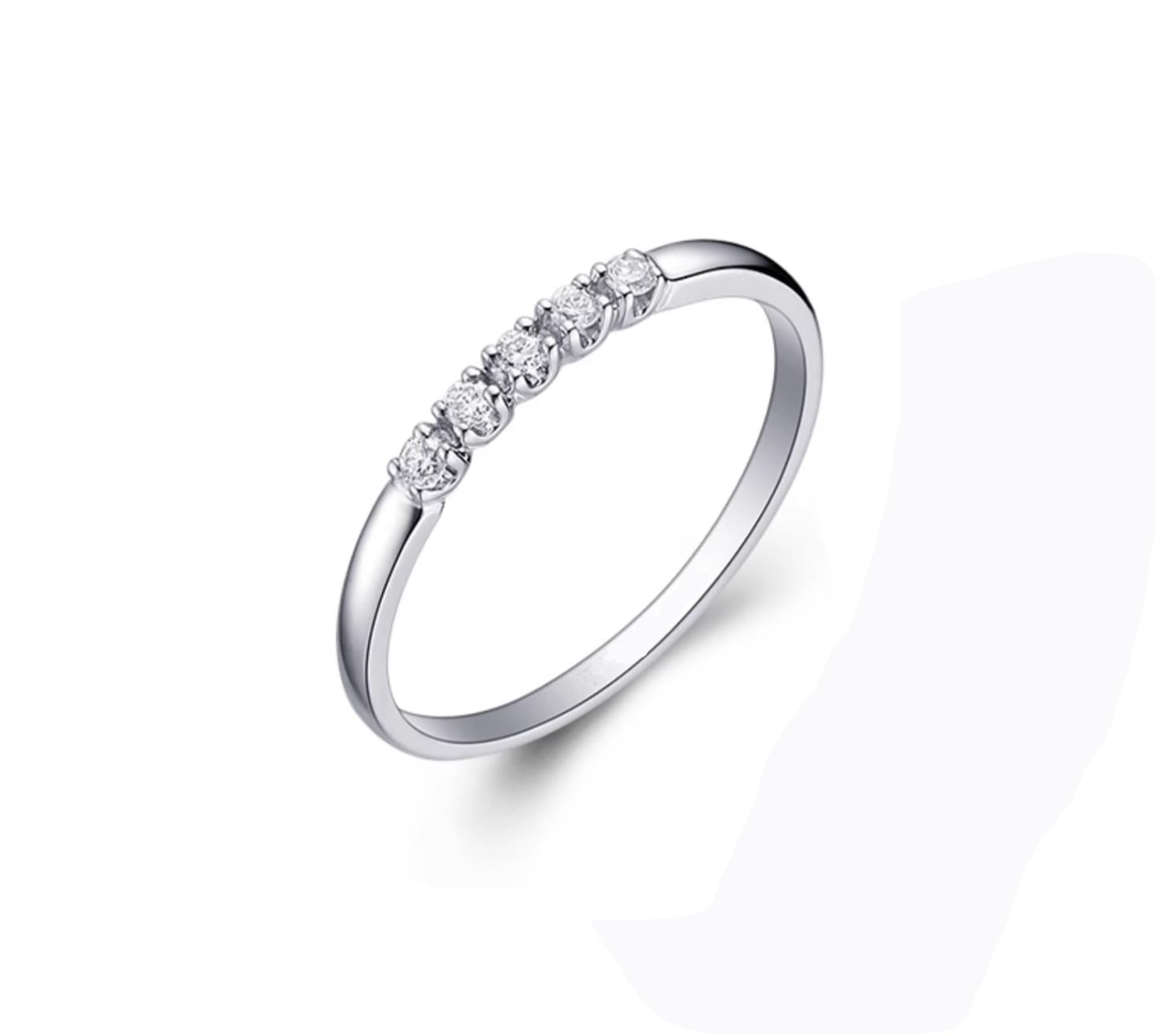 Alianzas de boda de oro blanco, anillos de boda con diamantes de oro real para mujer