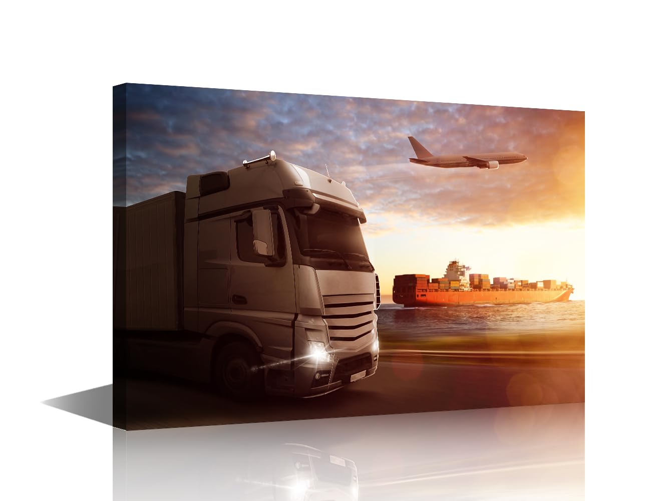 TISHIRON 1 Panel Modern Wall Art Logistics Transport Posters and Prints, Physical Distribution Artwork Modern Home Wall Decorations Wooden Framed Gallery-Wrapped Ready to Hang, 24" Wx16 H โ image 1