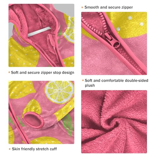 OTVEE Yellow Doodle Lemon Fruit Kids Hoodie Jacket Fall Spring Full Zip Warm Outwear Coat3